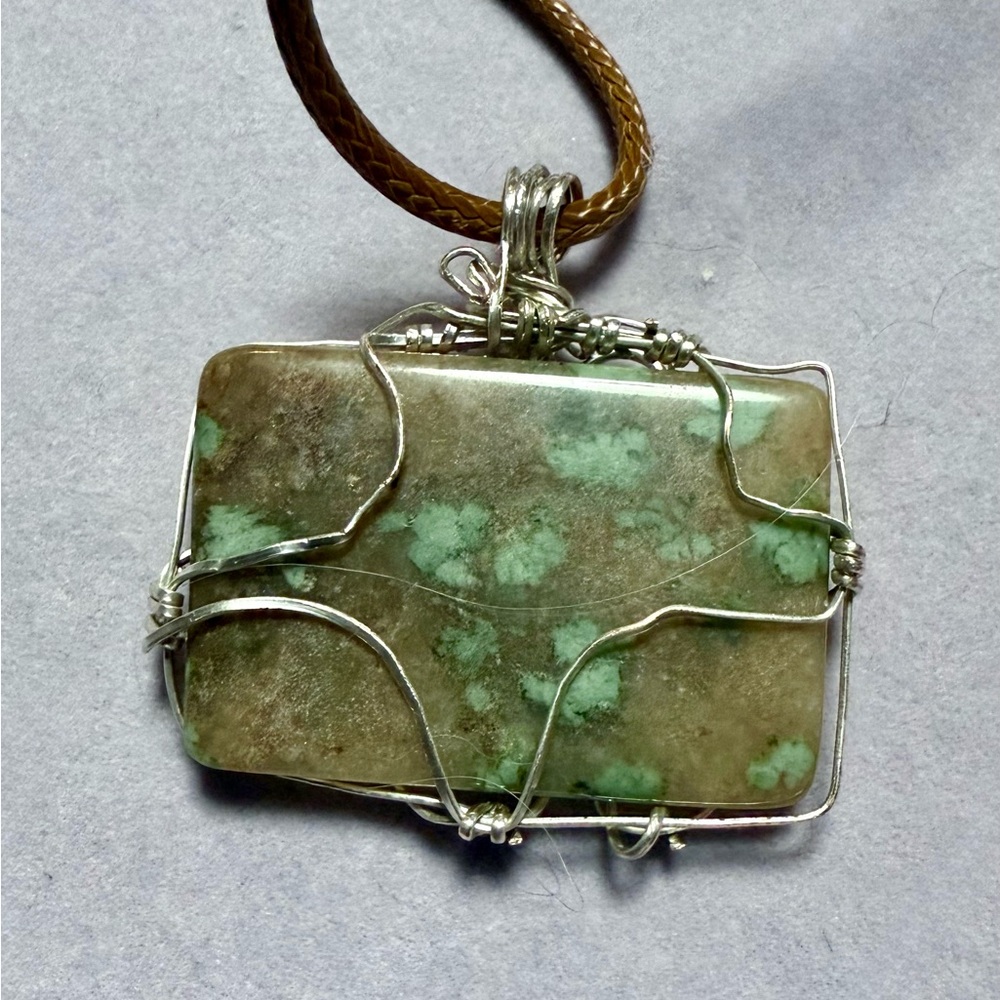 Idaho Owyhee Jasper handmade wire wrapped pendant with cord.  One of a kind - Picture 4 of 6